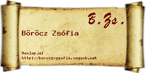 Böröcz Zsófia névjegykártya